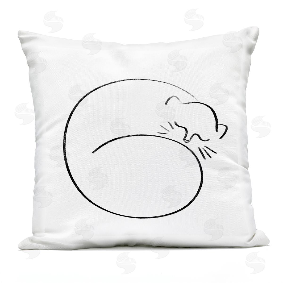 Sleeping Cat Line Doodle Outdoor Printed Pillow, Home Decor by Stupell Studio