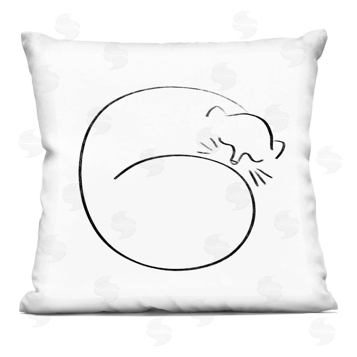 Sleeping Cat Line Doodle Decorative Printed Pillow, Home Decor by Stupell Studio
