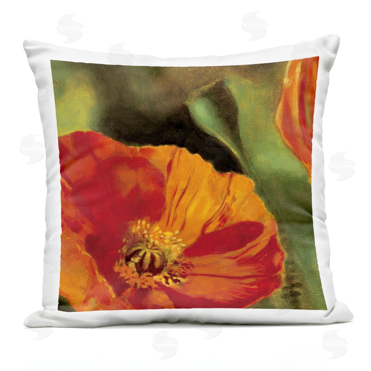 Poppy Flower Blooming Nature Outdoor Printed Pillow, Home Decor by Pierre Viollet
