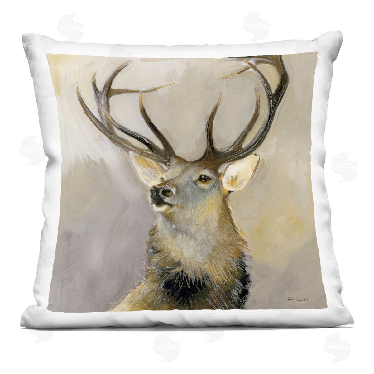 Stoic Elk Nature Portrait Decorative Printed Pillow, Home Decor by Stellar Design Studio