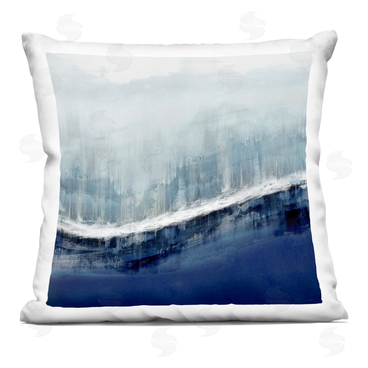 Abstract Blue Wave Shape Decorative Printed Pillow, Home Decor by Jake Messina
