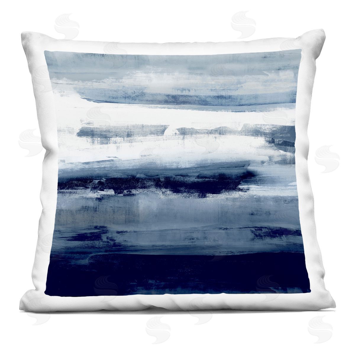 Deep Blue Abstract Brush Strokes Decorative Printed Pillow, Home Decor by Jake Messina