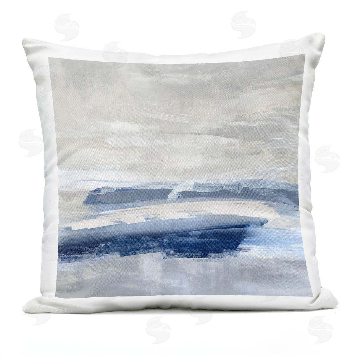 Grey Blue Abstract Composition Outdoor Printed Pillow, Home Decor by Jake Messina