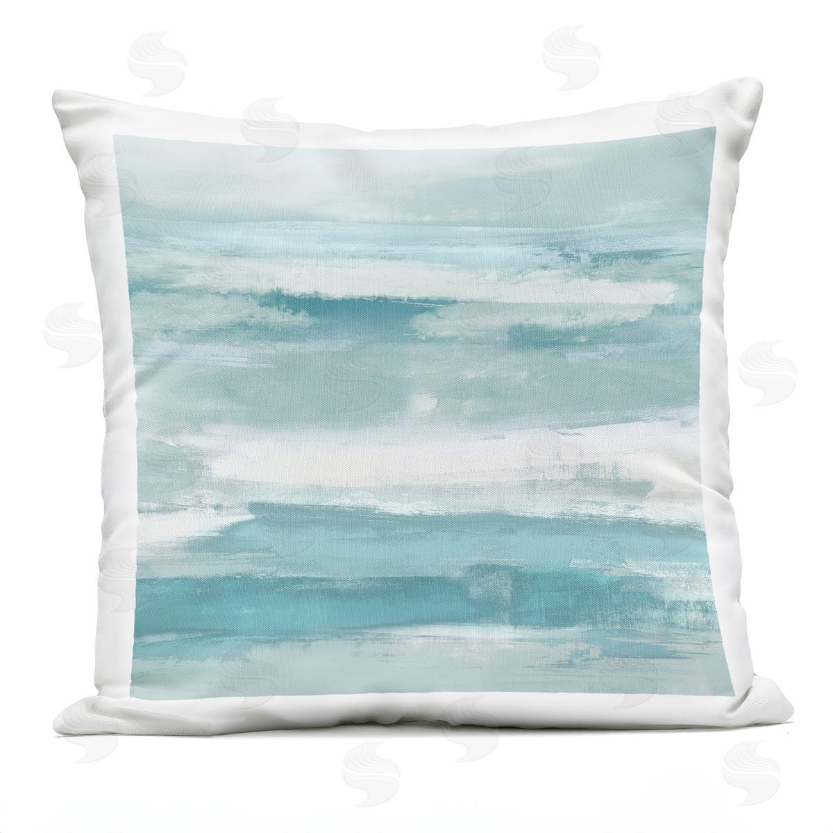 Turquoise White Brush Strokes Outdoor Printed Pillow, Home Decor by Jake Messina