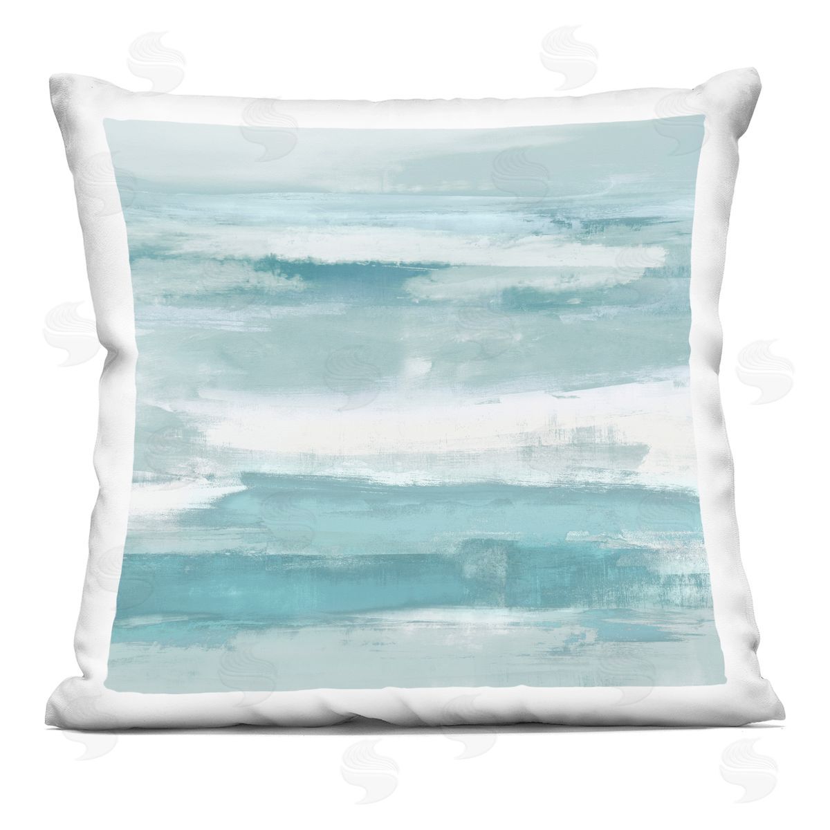 Turquoise White Brush Strokes Decorative Printed Pillow, Home Decor by Jake Messina