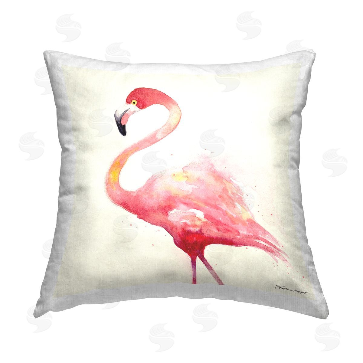 Pink Chic Flamingo Animal Decorative Printed Pillow, Home Decor by Stephanie Workman Marrott