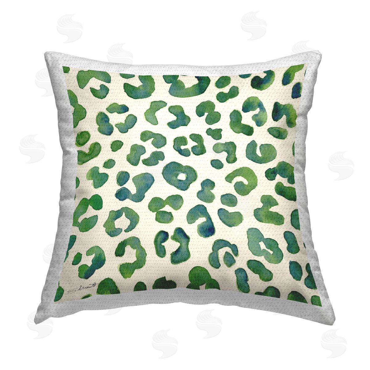 Green Leopard Animal Pattern Outdoor Printed Pillow, Home Decor by Stephanie Workman Marrott
