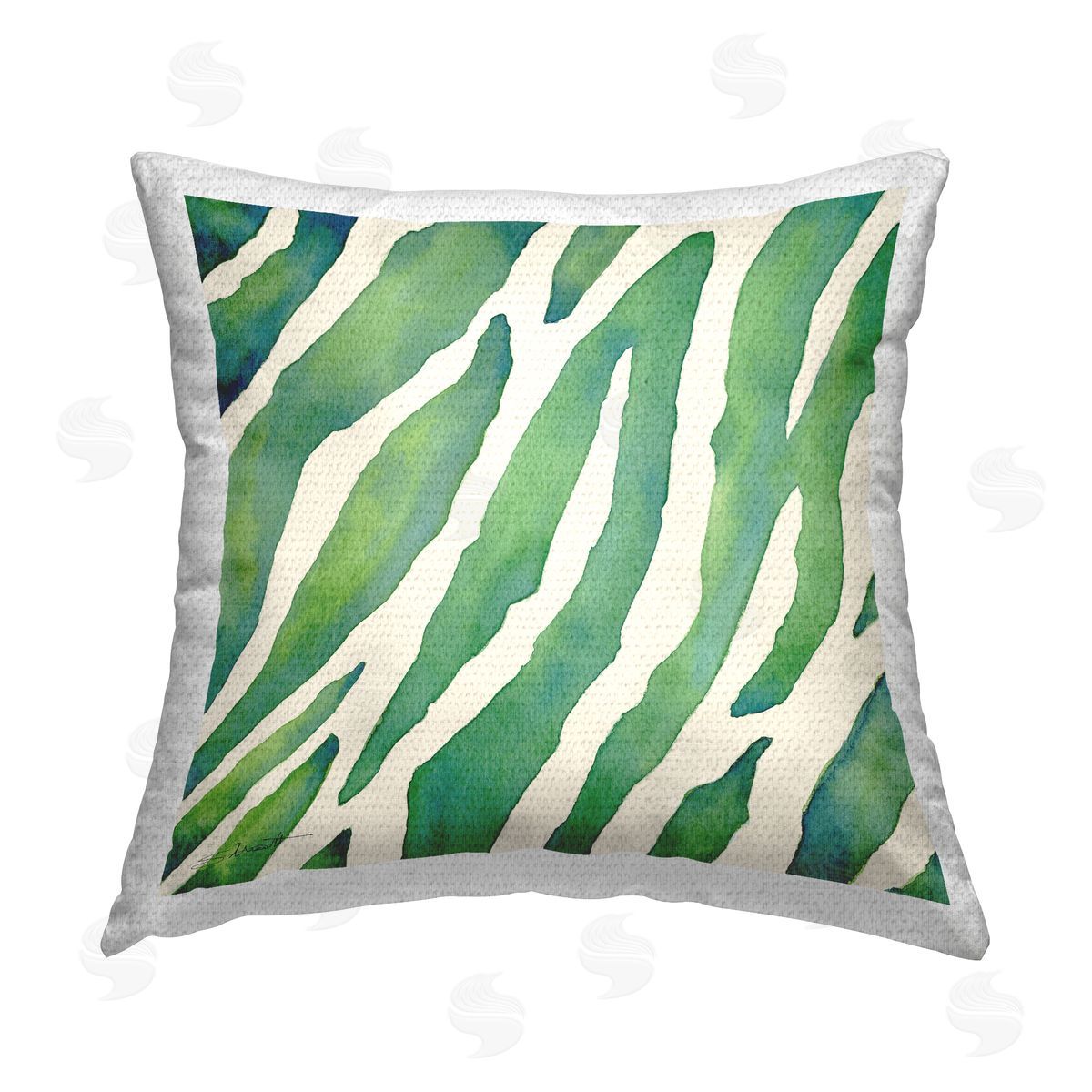 Bold Green Zebra Pattern Outdoor Printed Pillow, Home Decor by Stephanie Workman Marrott