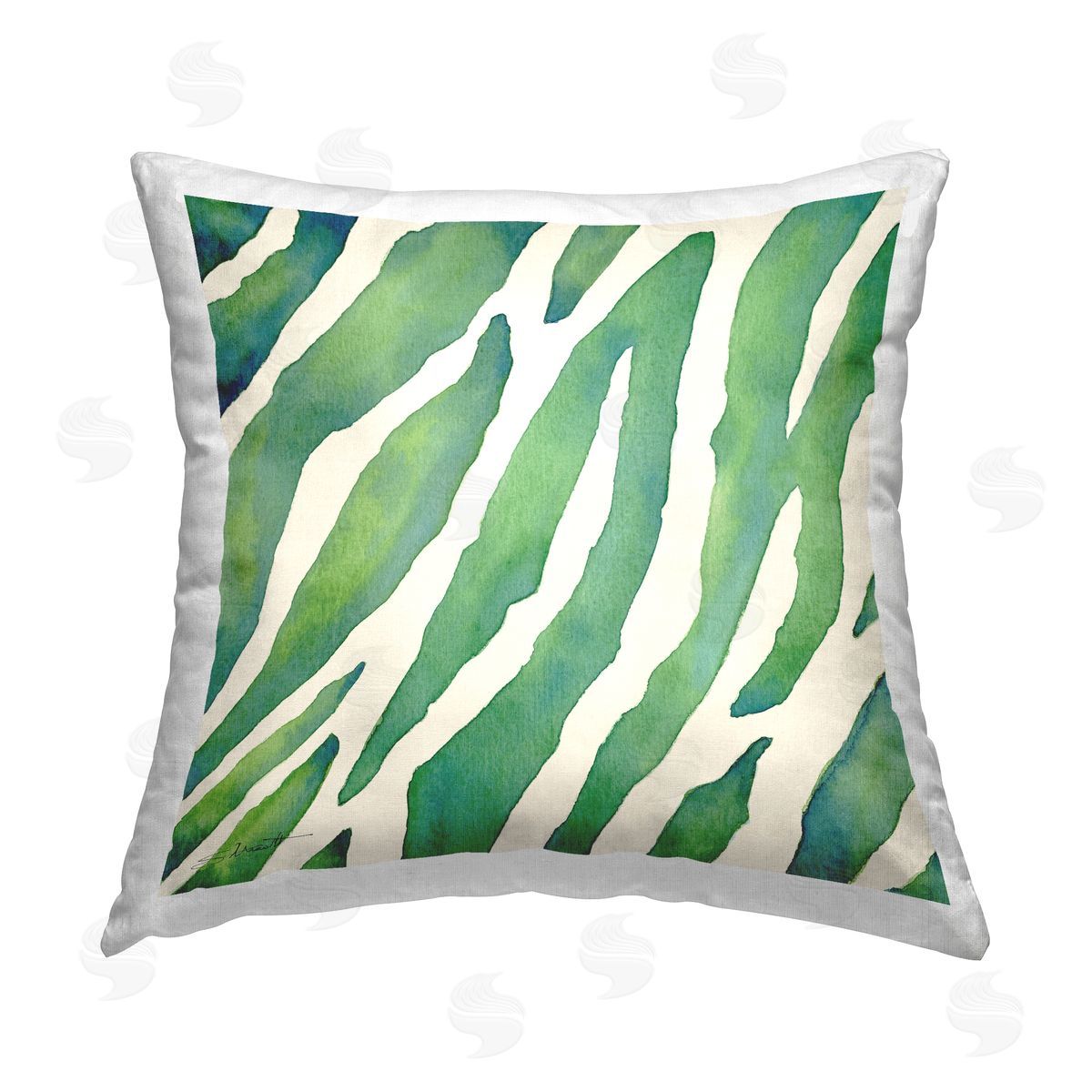 Bold Green Zebra Pattern Decorative Printed Pillow, Home Decor by Stephanie Workman Marrott