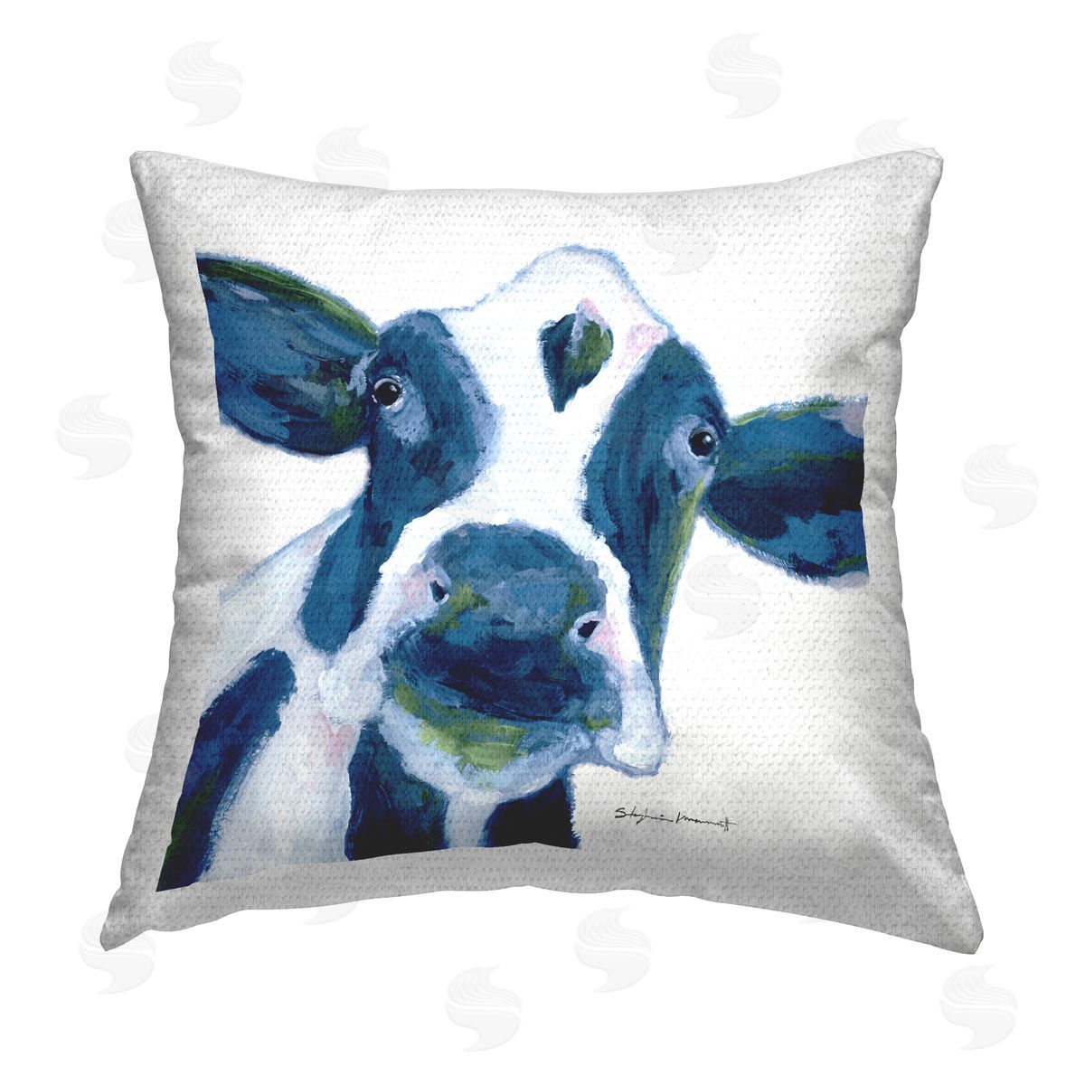 Holy Cow Farm Animal Portrait Outdoor Printed Pillow, Home Decor by Stephanie Workman Marrott