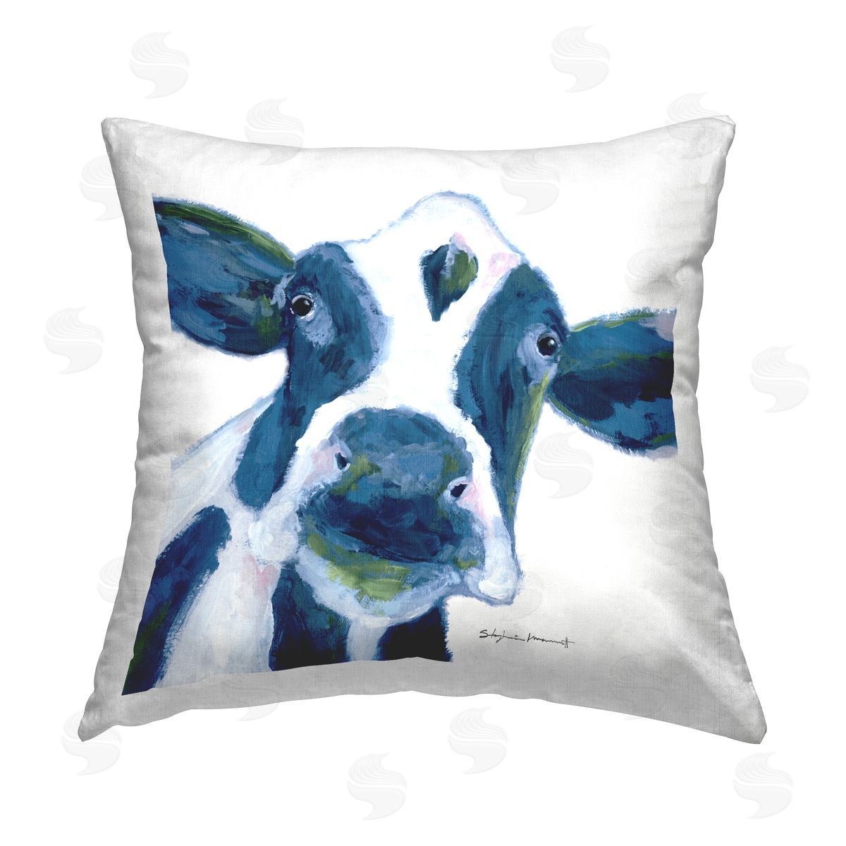Holy Cow Farm Animal Portrait Decorative Printed Pillow, Home Decor by Stephanie Workman Marrott