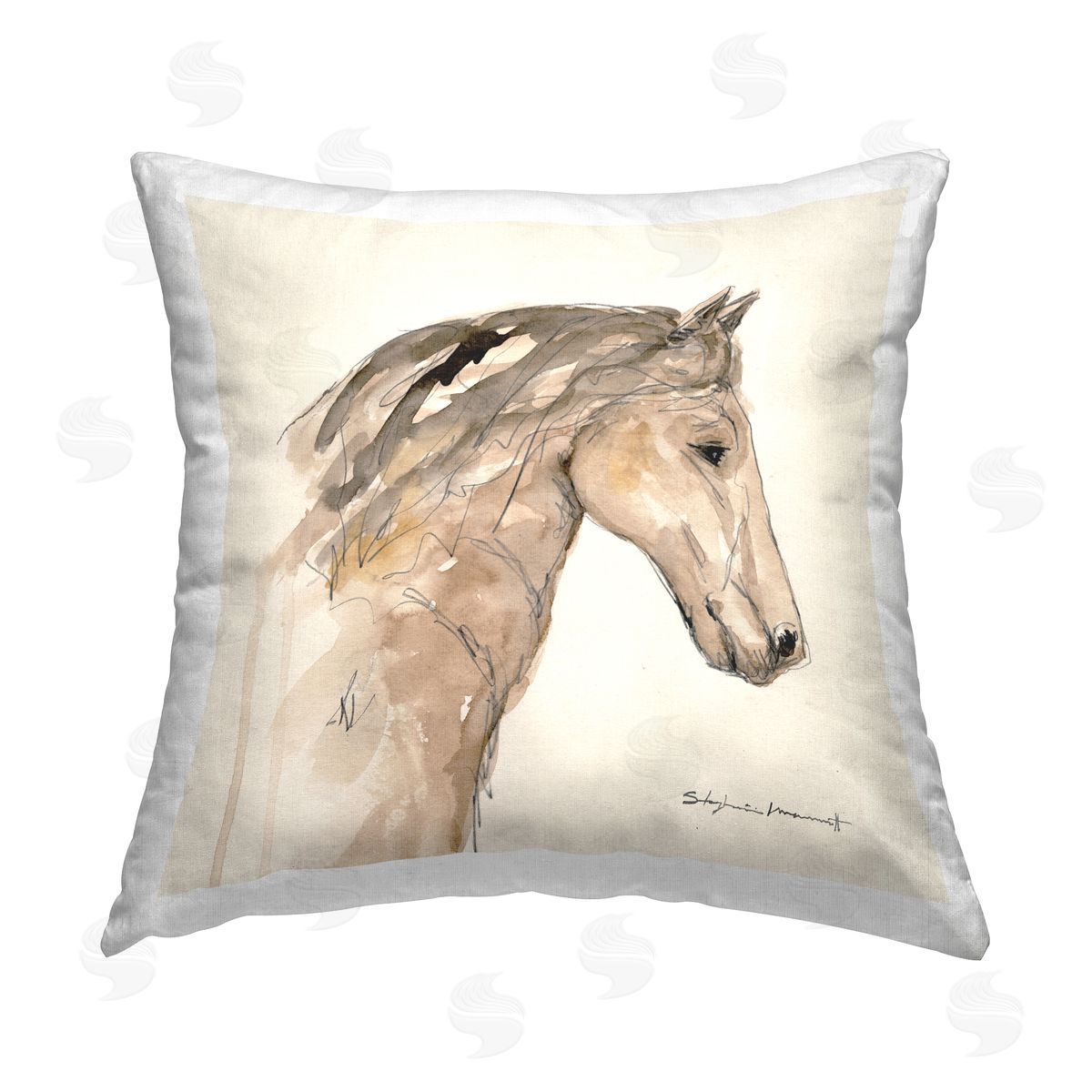 Stallion Doodle Lines Animal Decorative Printed Pillow, Home Decor by Stephanie Workman Marrott