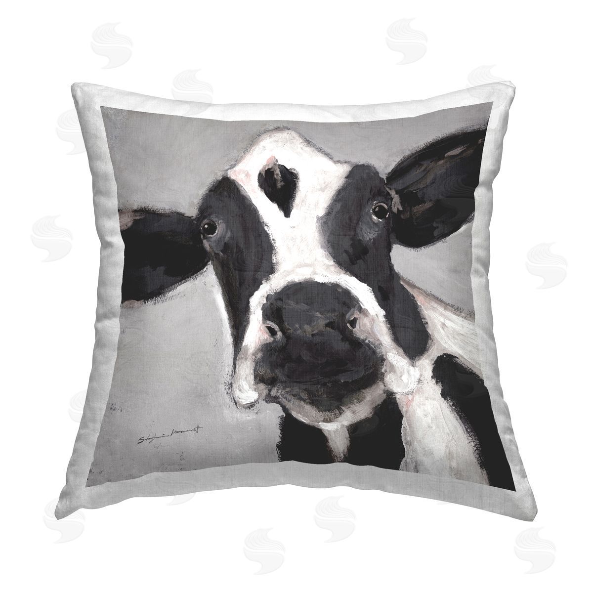 Rural Dairy Cow Face Decorative Printed Pillow, Home Decor by Stephanie Workman Marrott