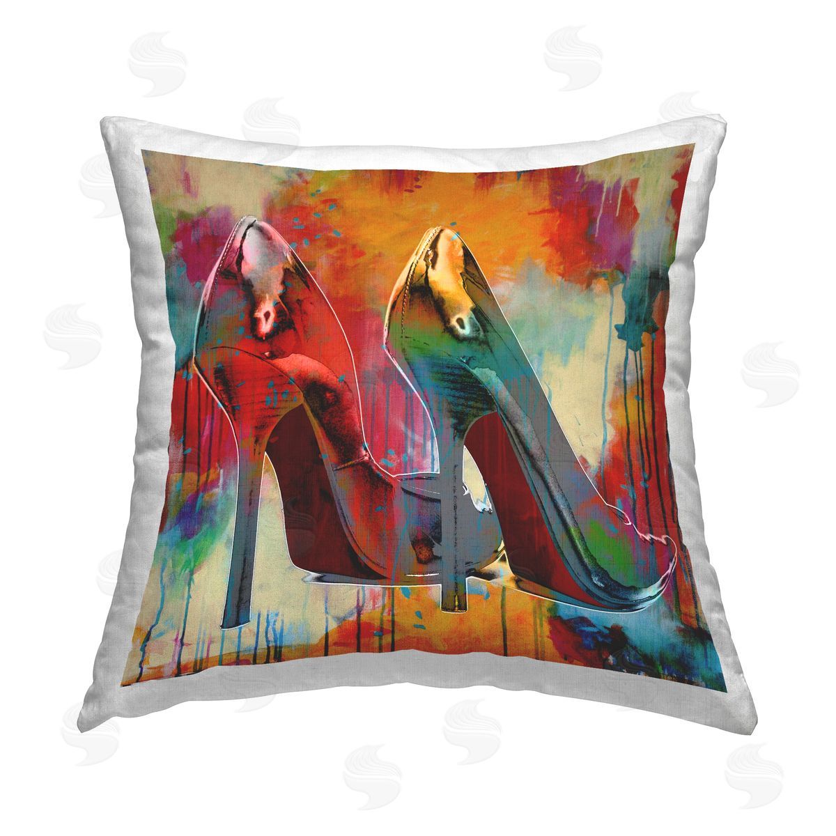 Glam Rainbow High Heels Shoes Decorative Printed Pillow, Home Decor by Sarah McGuire