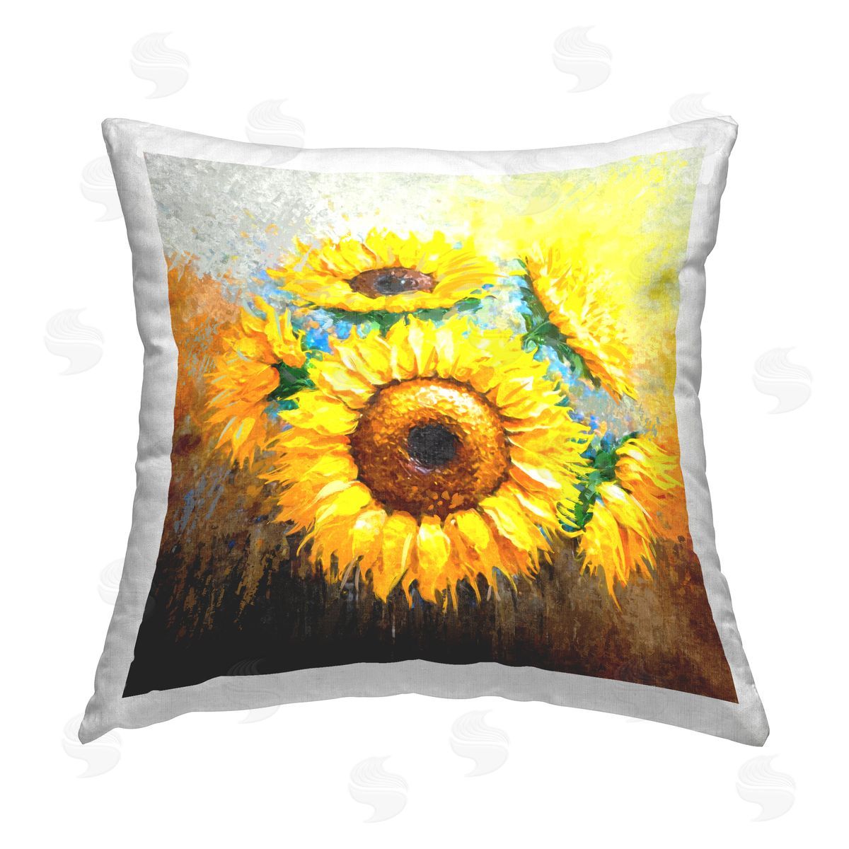 Vivid Yellow Sunflower Arrangement Decorative Printed Pillow, Home Decor by Ziwei Li