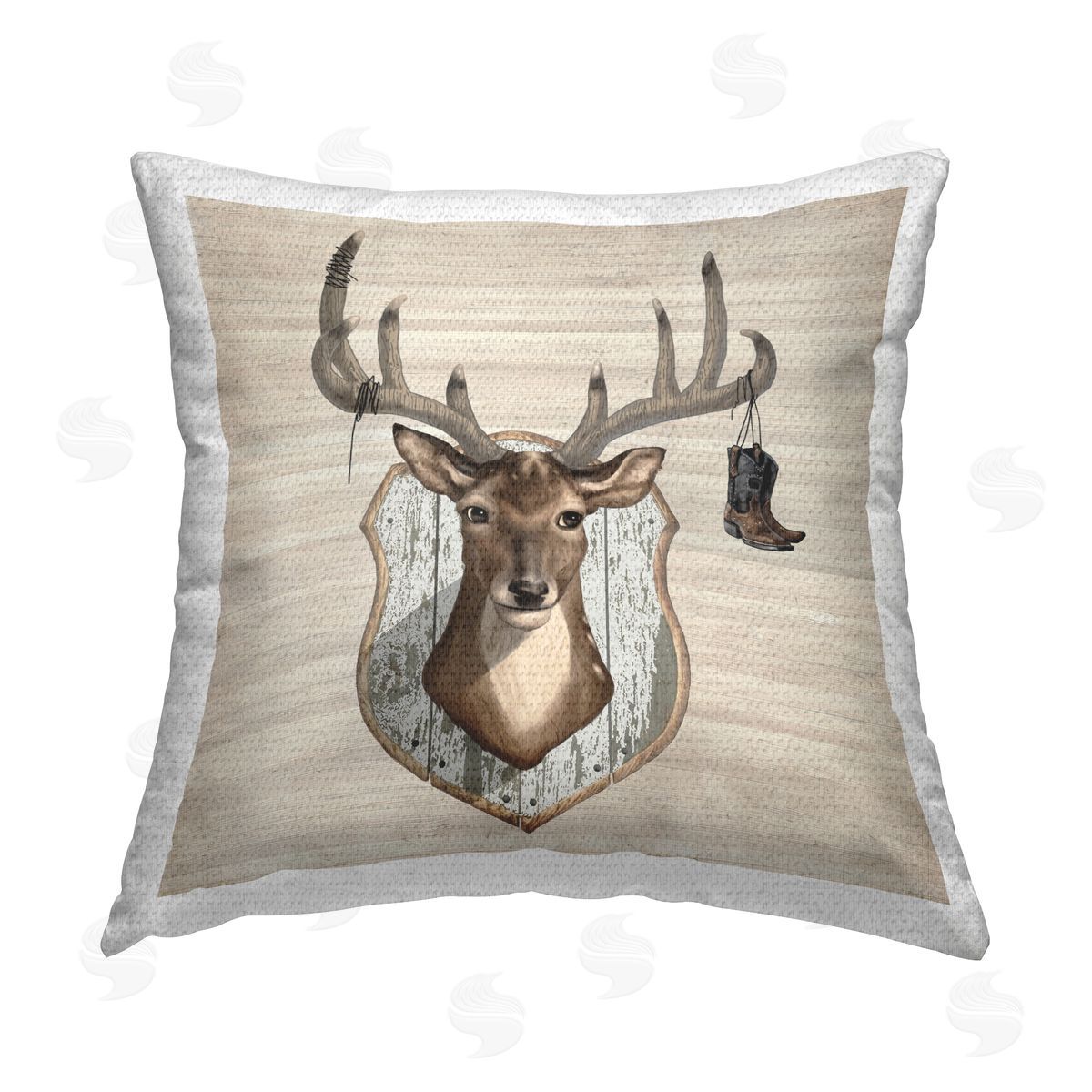 Deer Mount Cowboy Boots Outdoor Printed Pillow, Home Decor by Lucca Sheppard