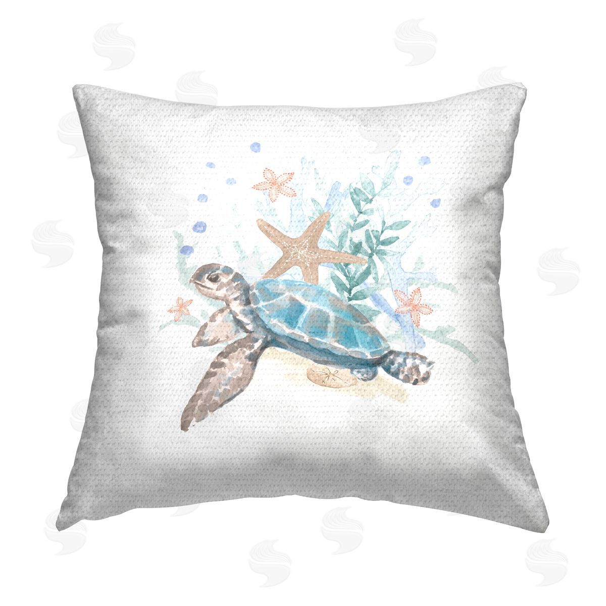Sea Turtle Marine Life Coral Outdoor Printed Pillow, Home Decor by Lanie Loreth