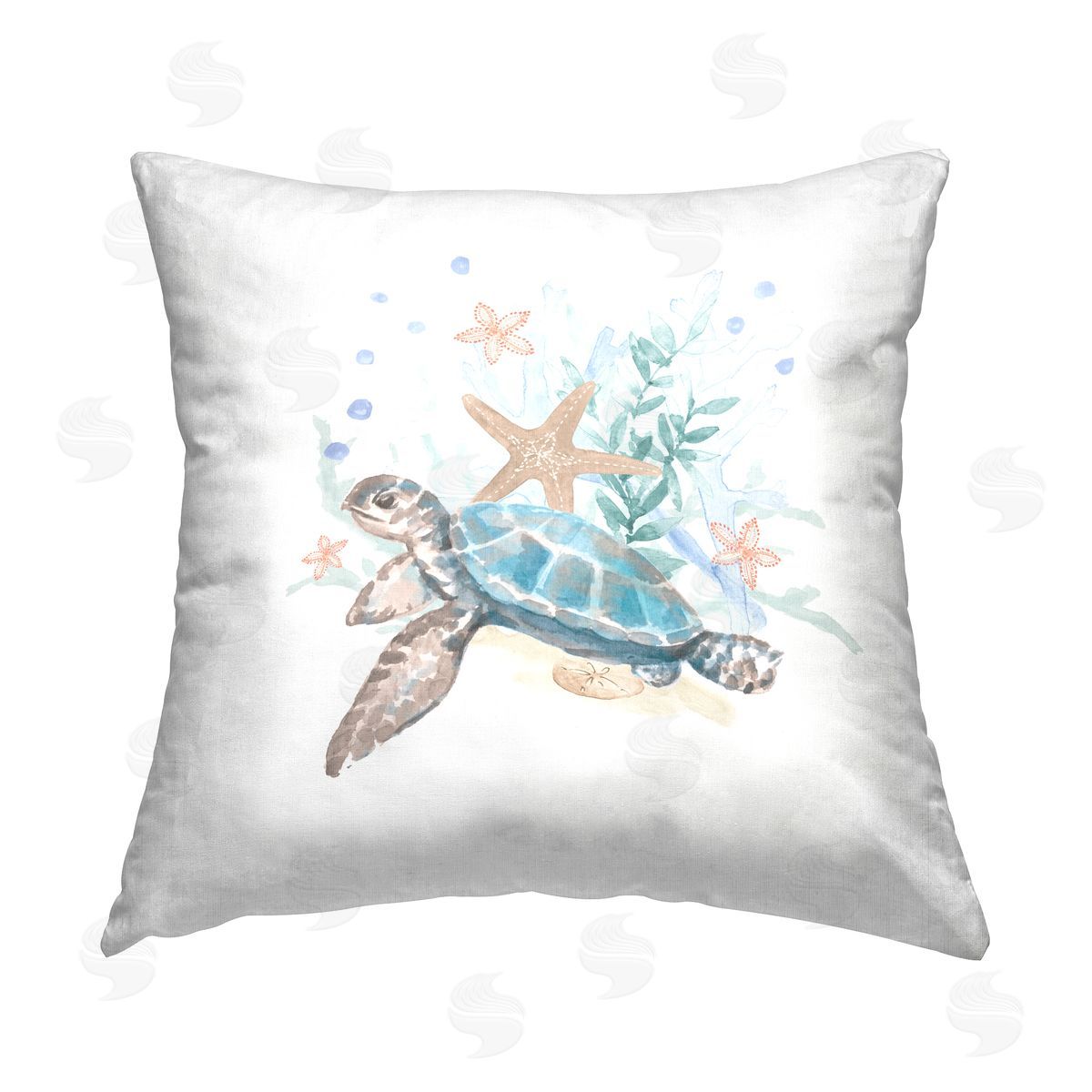 Sea Turtle Marine Life Coral Decorative Printed Pillow, Home Decor by Lanie Loreth