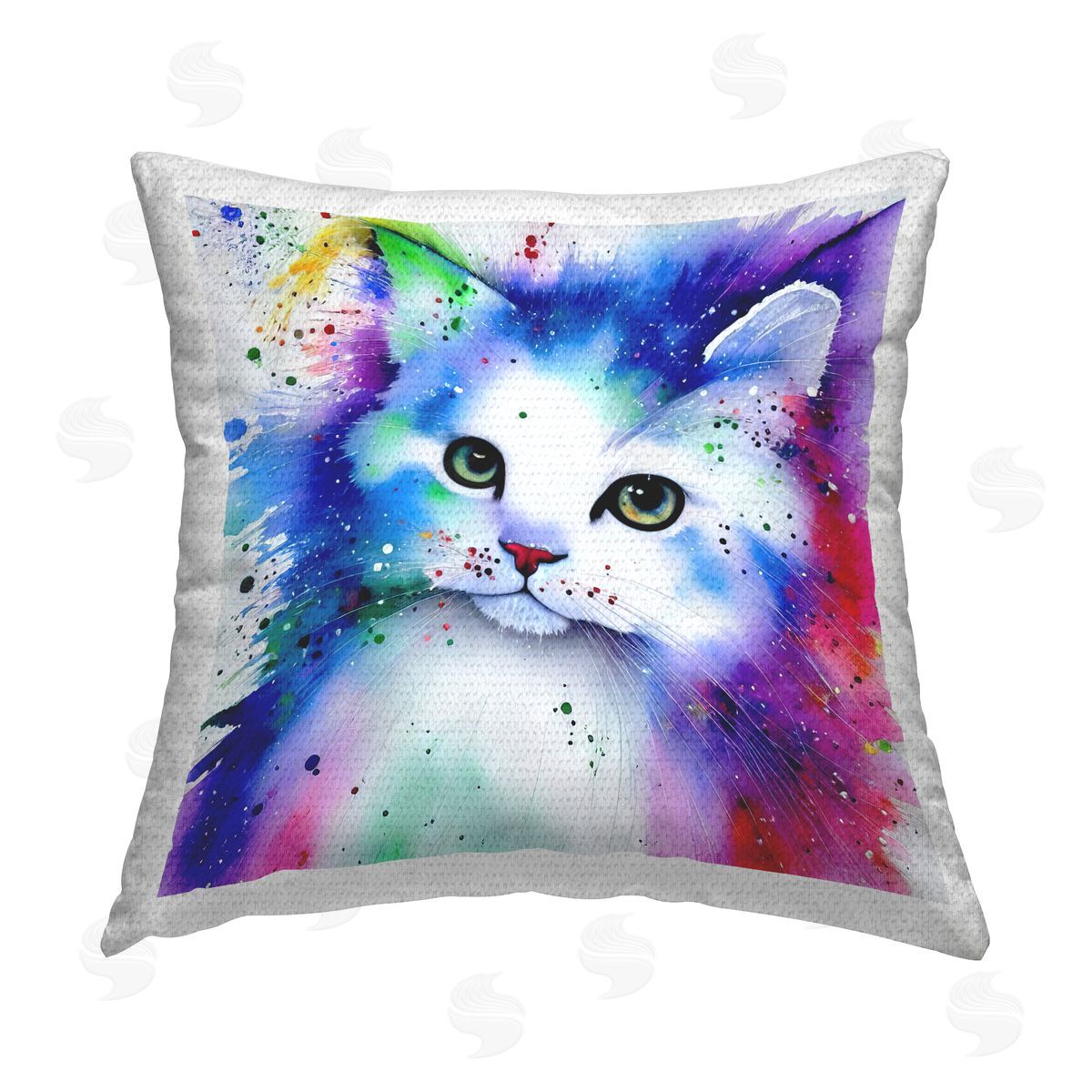 Modern Kitten Watercolor Effect Outdoor Printed Pillow, Home Decor by Alpenglow Workshop