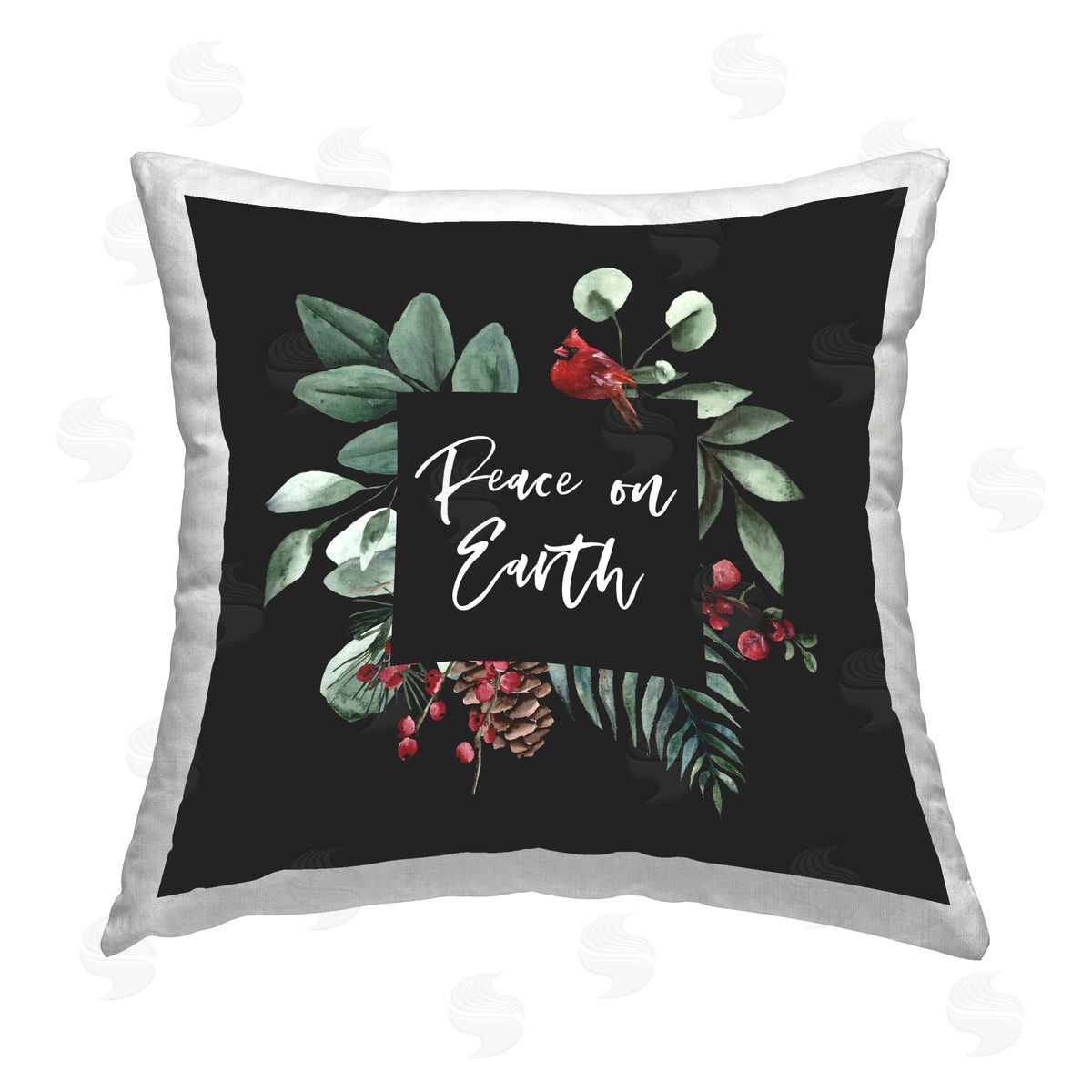 Peace On Earth Cardinal Botanicals Decorative Printed Pillow, Home Decor by Valerie Weiners