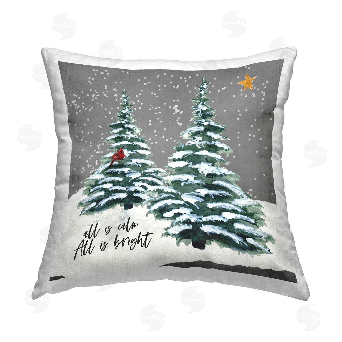 All Is Calm & Bright Winter Trees Decorative Printed Pillow, Home Decor by Valerie Weiners