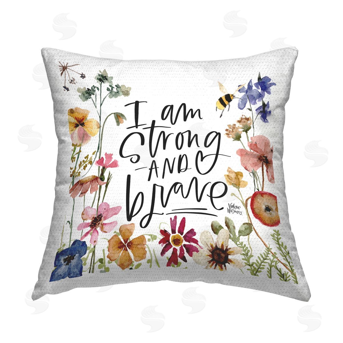Strong & Brave Encouraging Confidence Outdoor Printed Pillow, Home Decor by Valerie Weiners