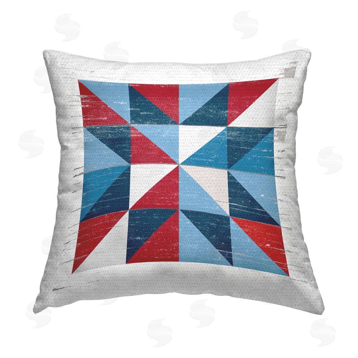 Red Blue Rustic Quilt Pattern Outdoor Printed Pillow, Home Decor by Lettered and Lined