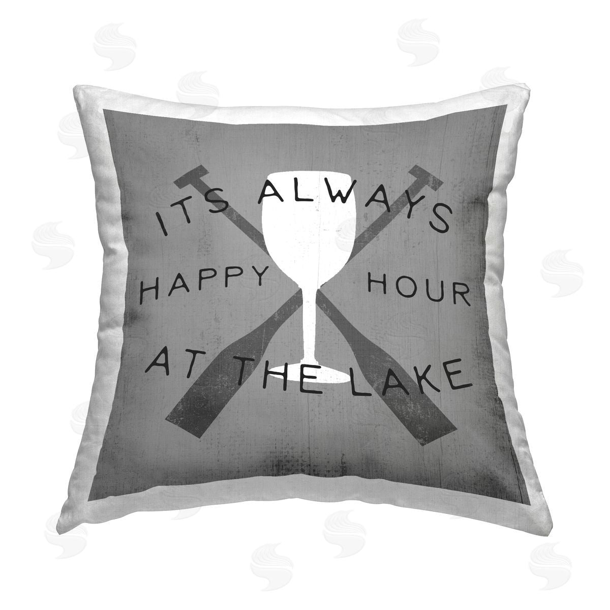 Happy Hour At Lake Wine Glass Decorative Printed Pillow, Home Decor by Stupell Studio