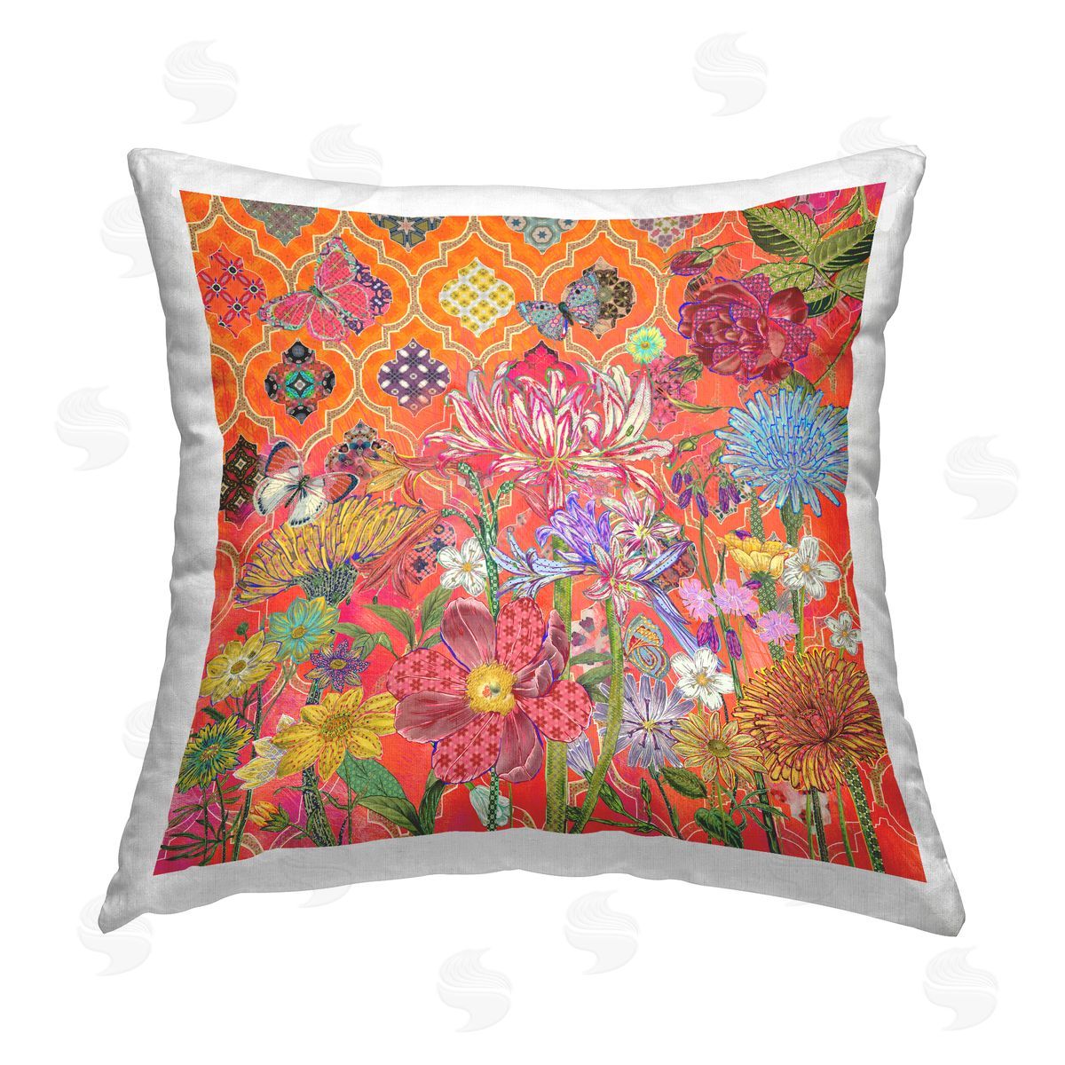 Bold Orange Mums Flowers Decorative Printed Pillow, Home Decor by Sangita Bachelet