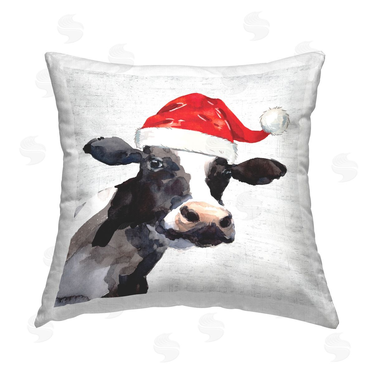 Farmhouse Santa Cow Country Animal Decorative Printed Pillow, Home Decor by Lettered and Lined