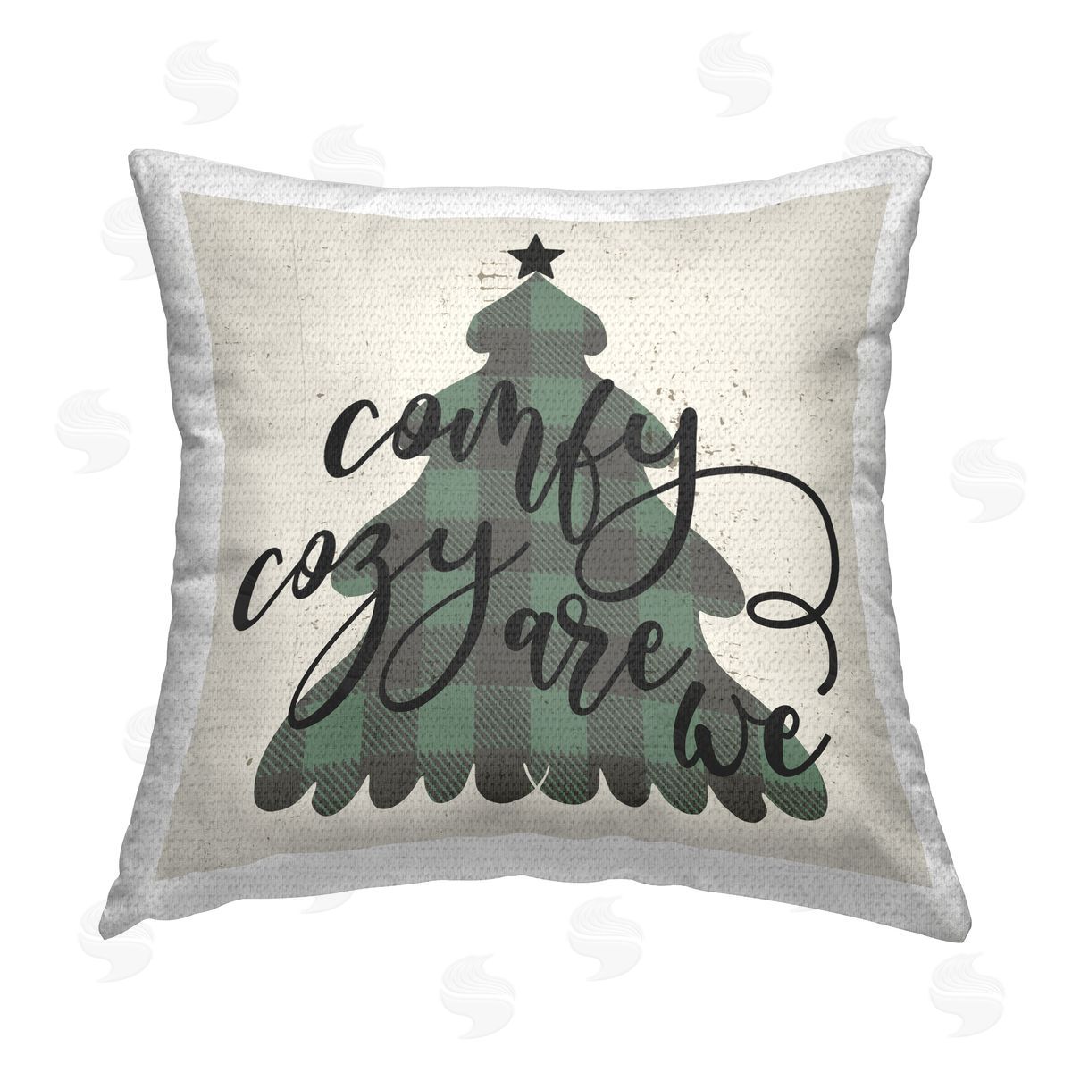 Comfy Cozy Are We Plaid Tree Outdoor Printed Pillow, Home Decor by Stupell Studio