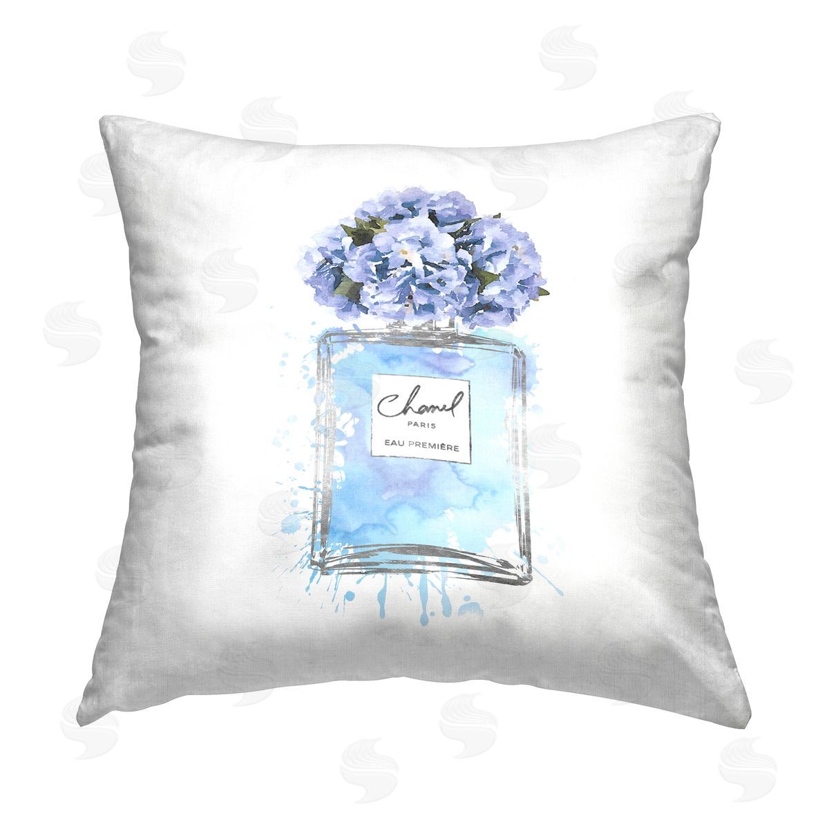 stupell industries Amanda Greenwood | Glam Perfume Blue Flower Blooms Printed Throw Pillow