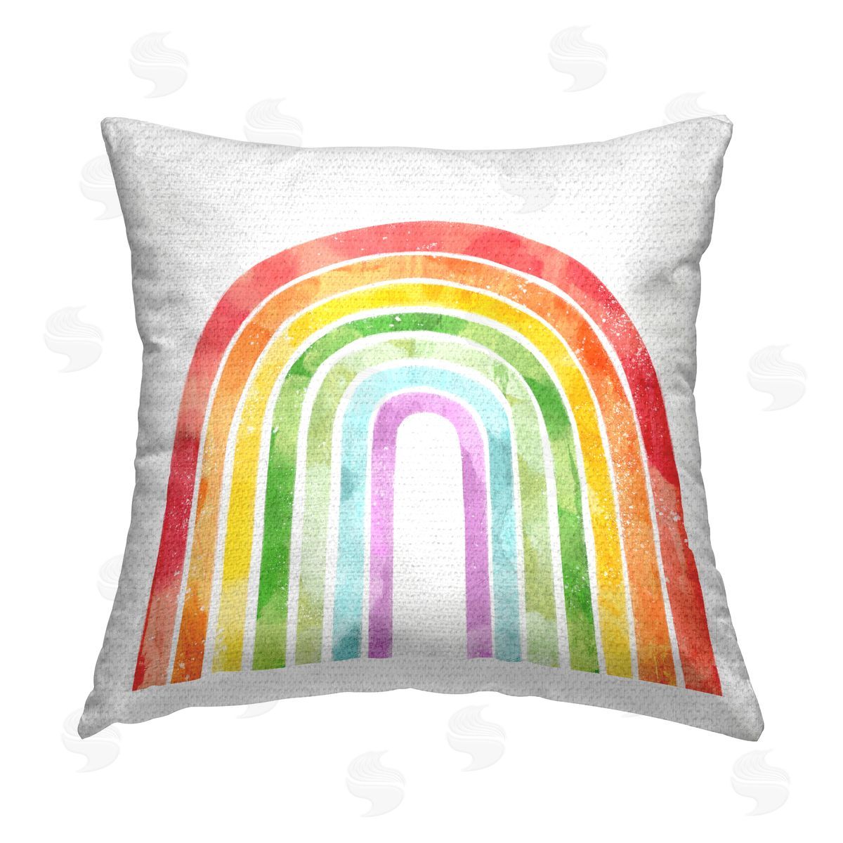 Distressed Rainbow Arch Stripes Outdoor Printed Pillow, Home Decor by Ziwei Li