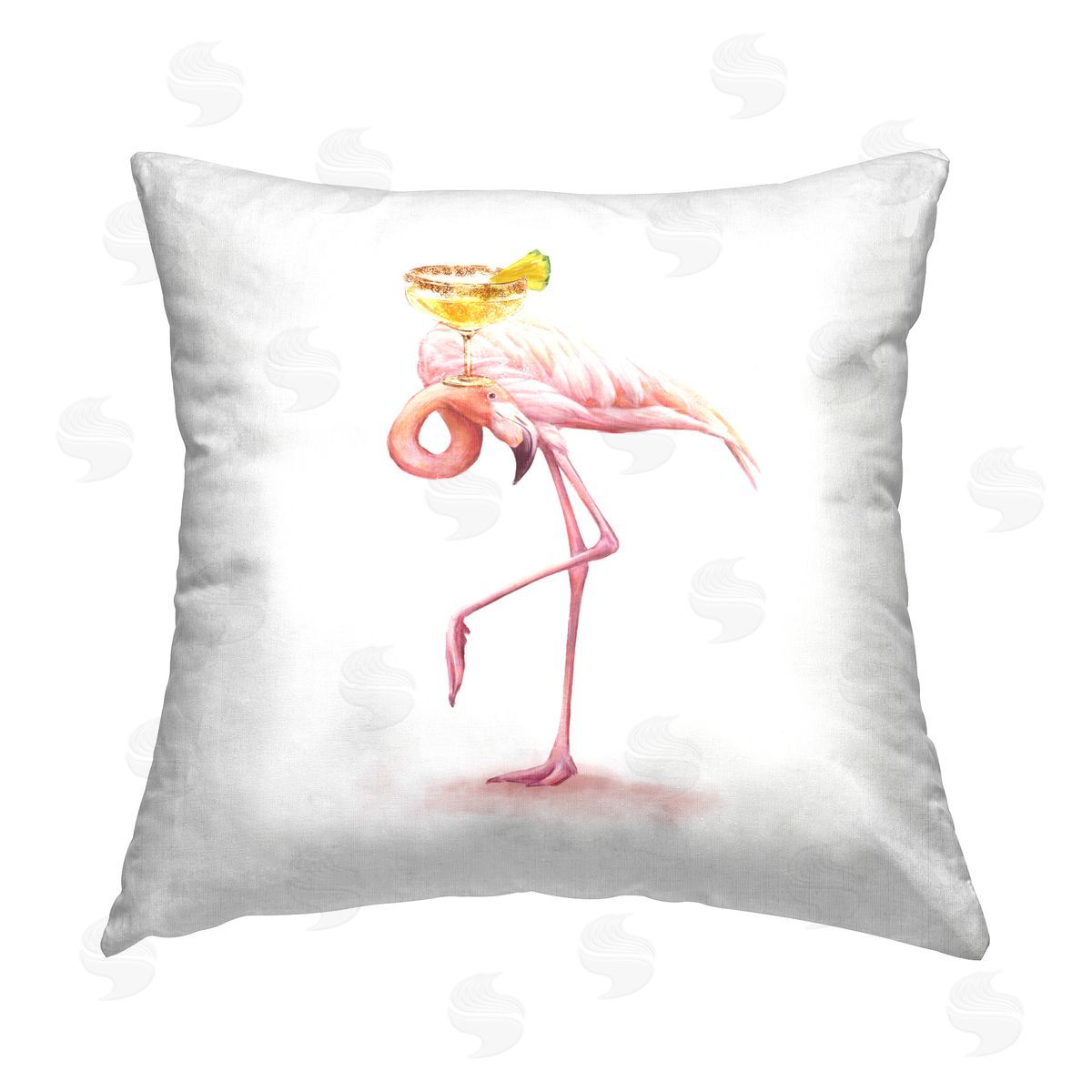 Flamingo with Tropical Cocktail Decorative Printed Pillow, Home Decor by Ziwei Li