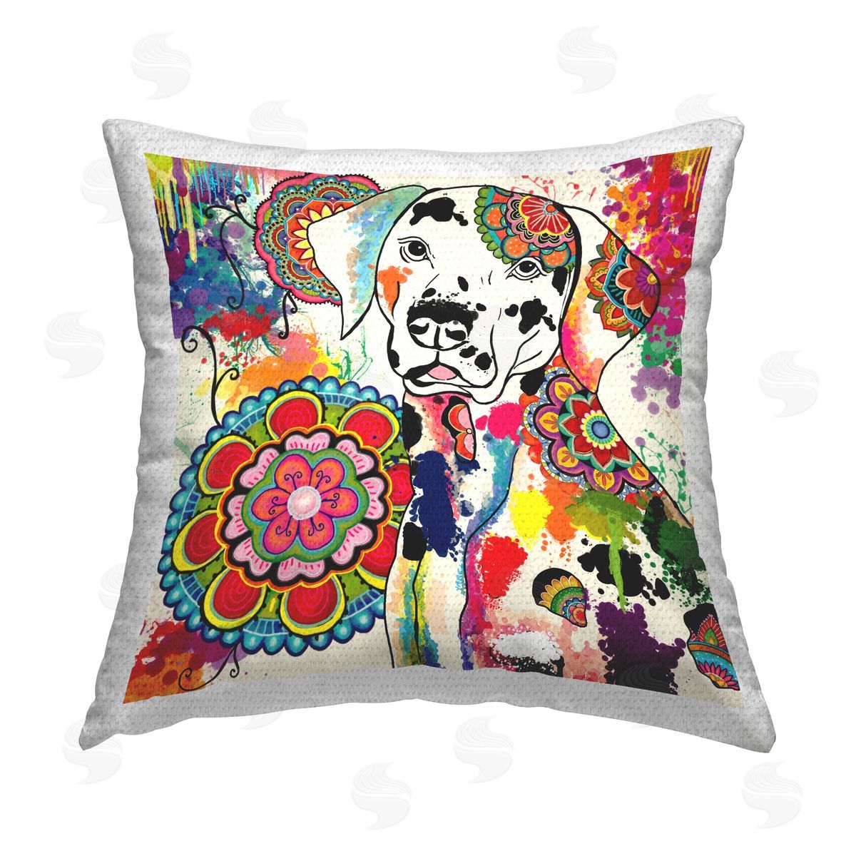 Bold Mandala Dalmatian Dog Outdoor Printed Pillow, Home Decor by Sangita Bachelet