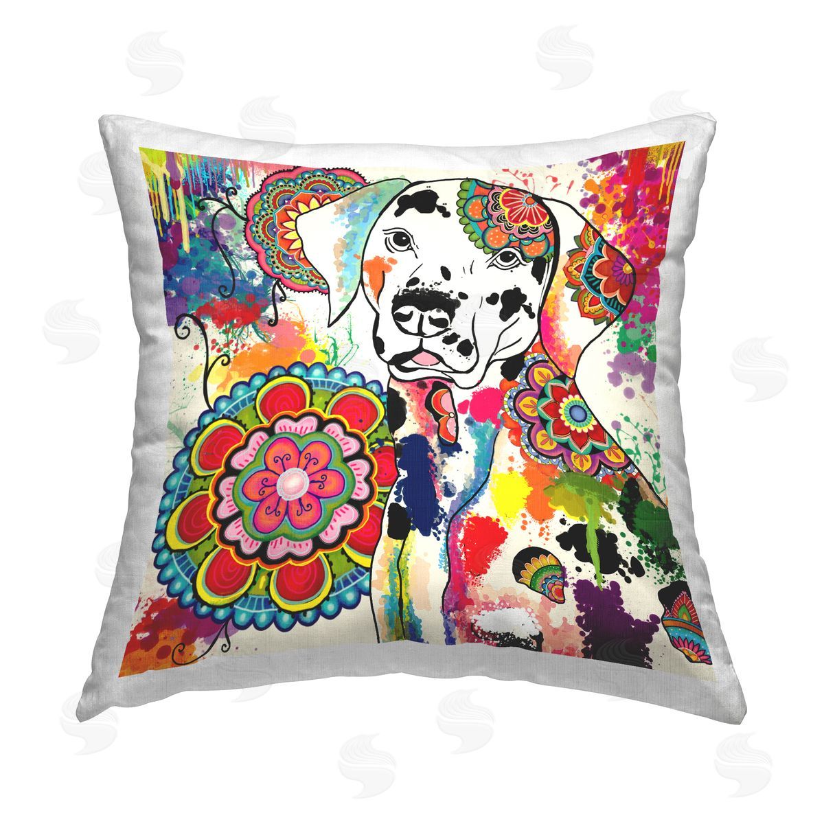 Bold Mandala Dalmatian Dog Decorative Printed Pillow, Home Decor by Sangita Bachelet