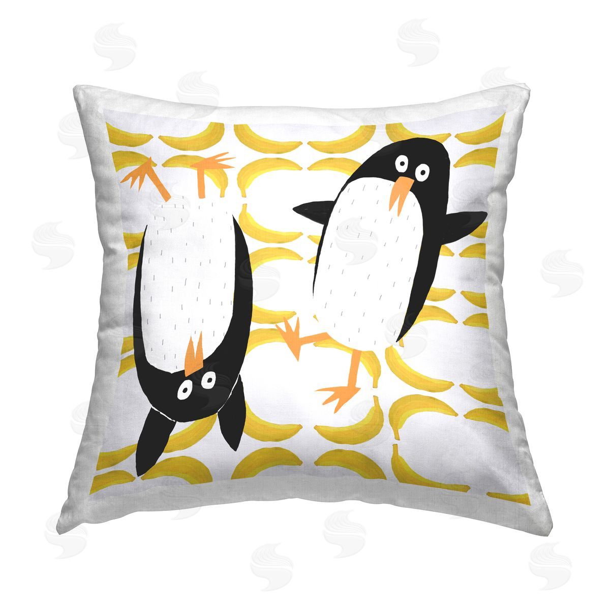 Fun Penguins & Bananas Decorative Printed Pillow, Home Decor by Carla Daly