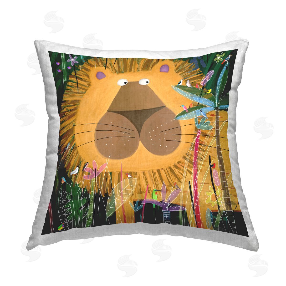 stupell industries Carla Daly | Lion Jungle Plants Animal Nature Printed Throw Pillow