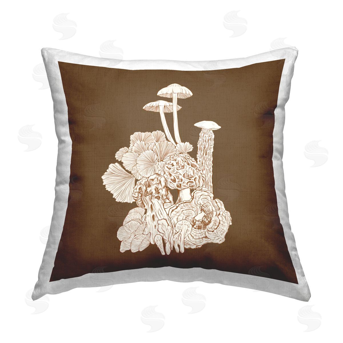 Brown Mushroom Forest Life Decorative Printed Pillow, Home Decor by Ziwei Li