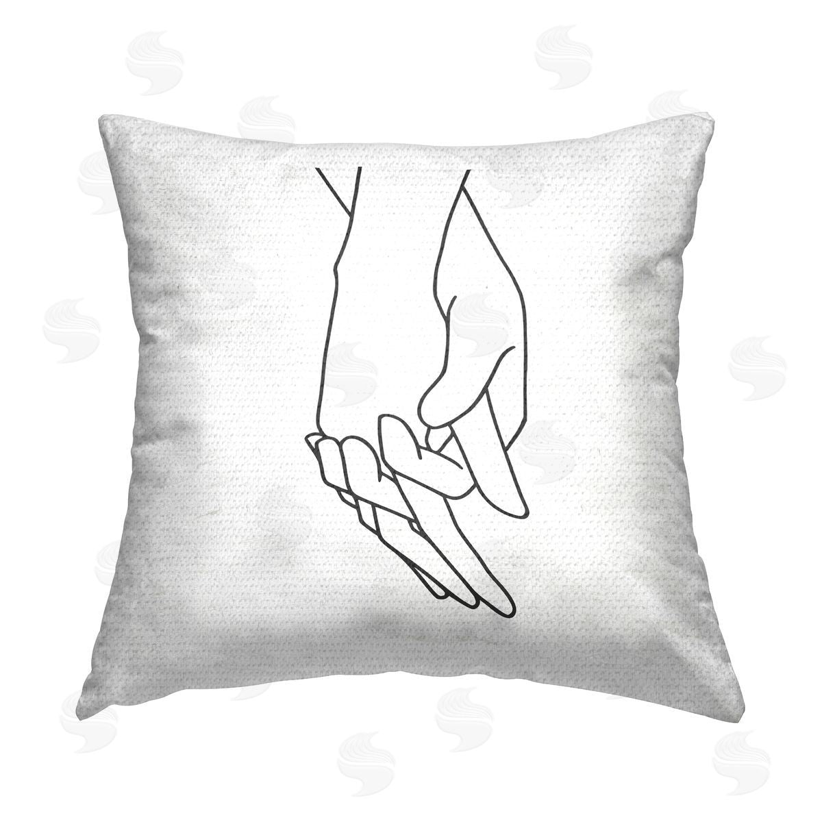 Romantic Holding Hands Outline Outdoor Printed Pillow, Home Decor by Lettered and Lined