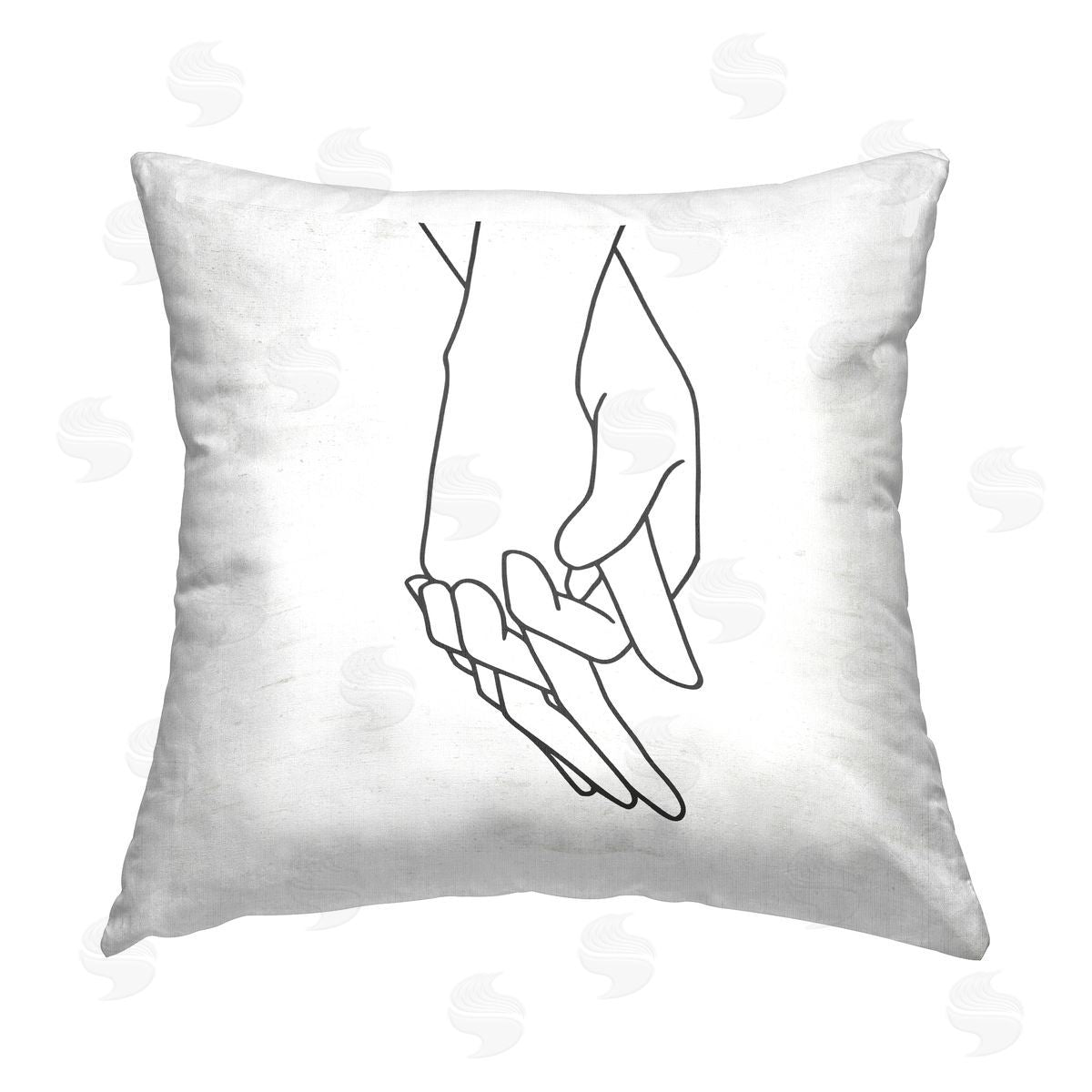 Romantic Holding Hands Outline Decorative Printed Pillow, Home Decor by Lettered and Lined
