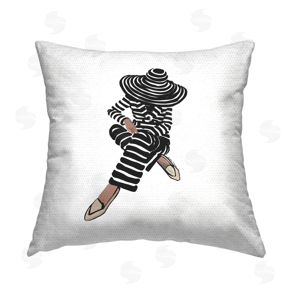 Fashionable Stripes Pattern Woman Outdoor Printed Pillow, Home Decor by Amelia Noyes