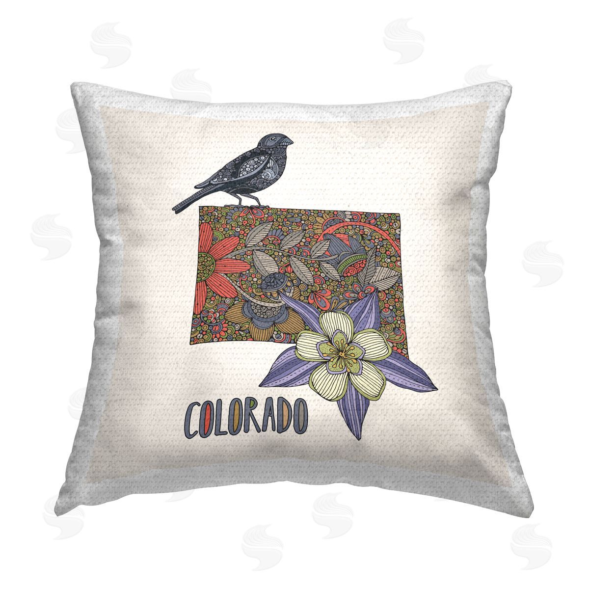Colorado Columbine Flower Pattern Outdoor Printed Pillow, Home Decor by Valentina Harper