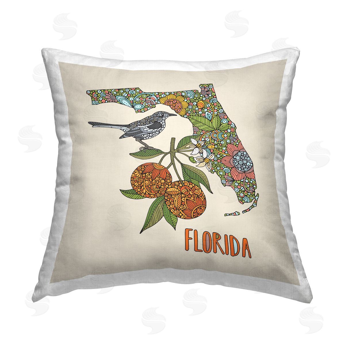 Orange Blossom Florida State Flower Decorative Printed Pillow, Home Decor by Valentina Harper