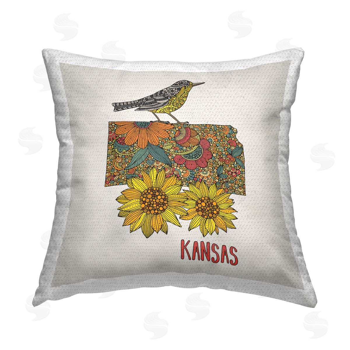 Kansas State Sunflower Outdoor Printed Pillow, Home Decor by Valentina Harper