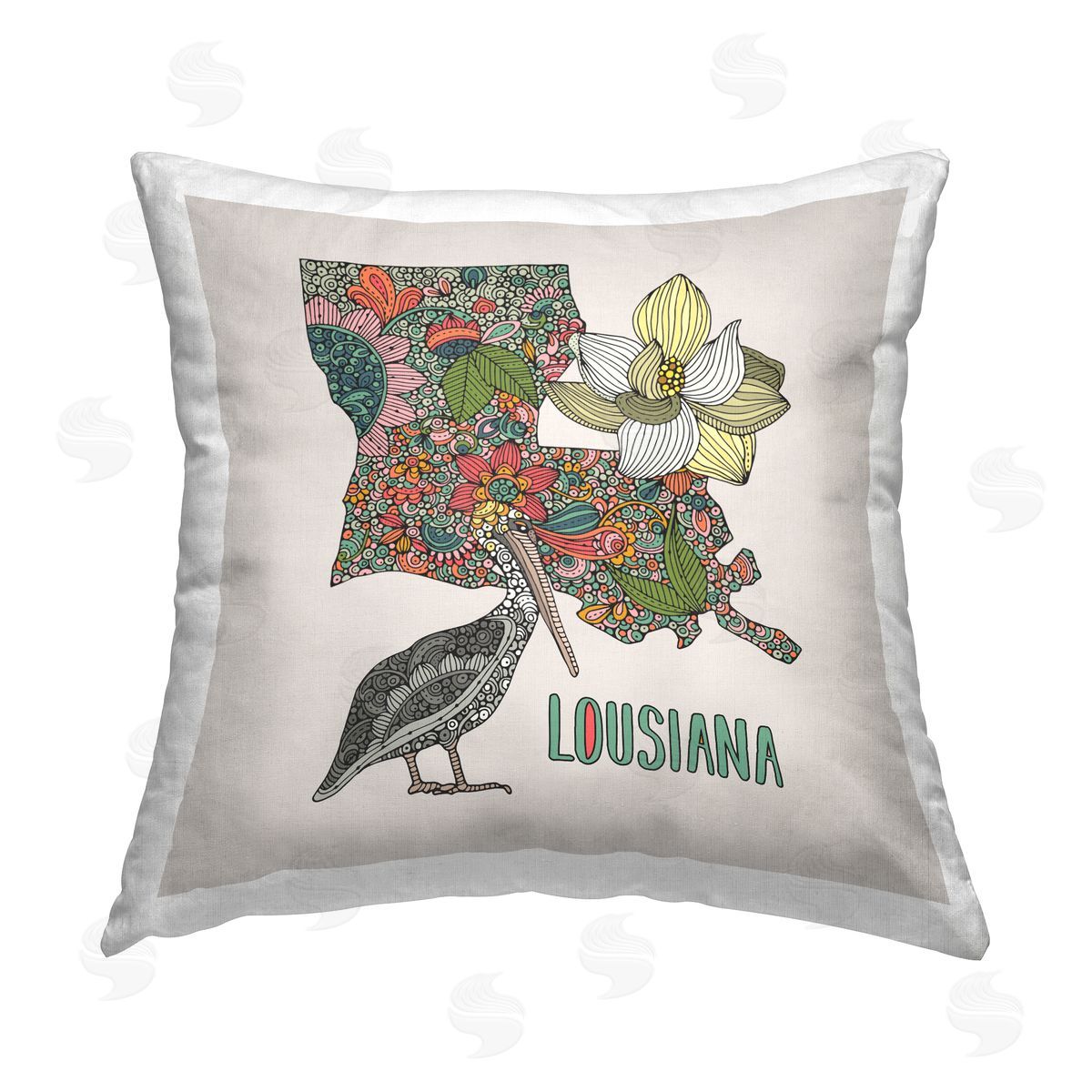 Louisiana Magnolia Blossom Pelican Decorative Printed Pillow, Home Decor by Valentina Harper