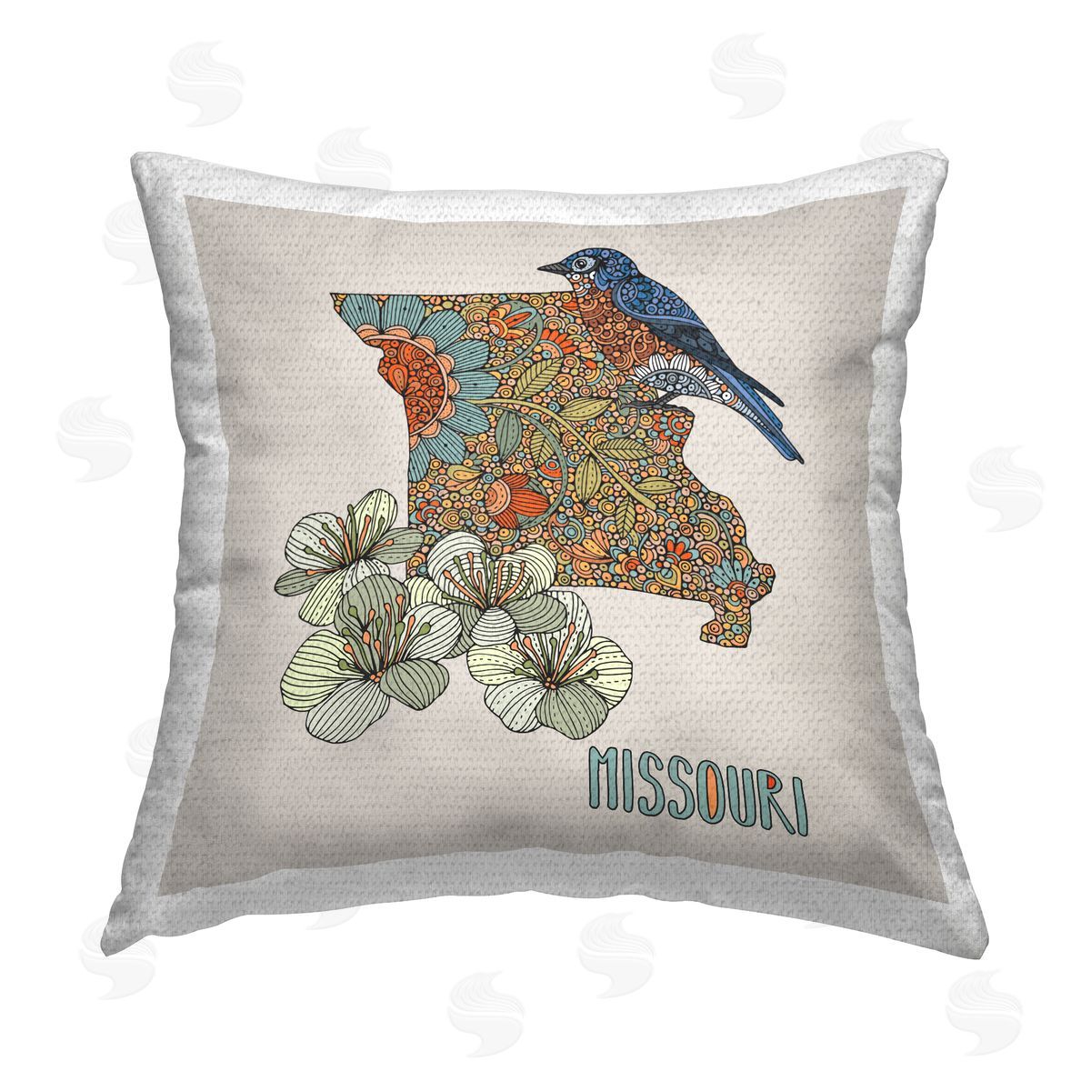 Missouri State Flower & Bird Outdoor Printed Pillow, Home Decor by Valentina Harper
