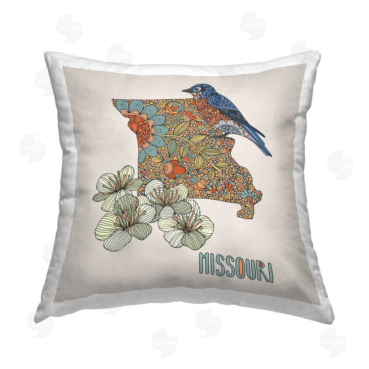 Missouri State Flower & Bird Decorative Printed Pillow, Home Decor by Valentina Harper