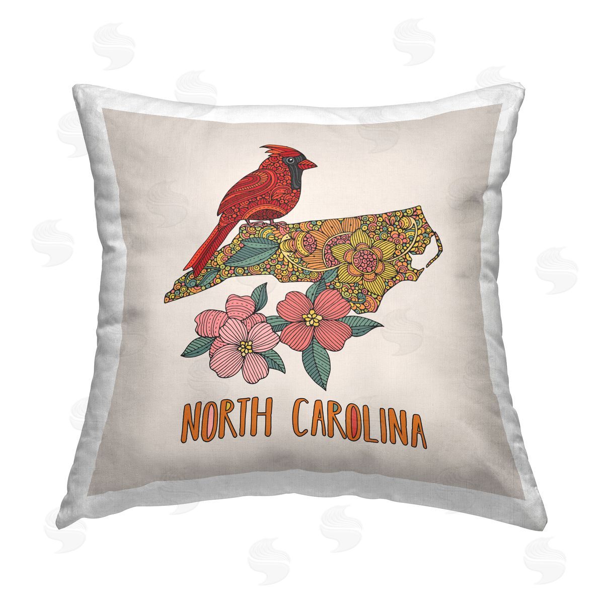 North Carolina Cardinal Flower Decorative Printed Pillow, Home Decor by Valentina Harper
