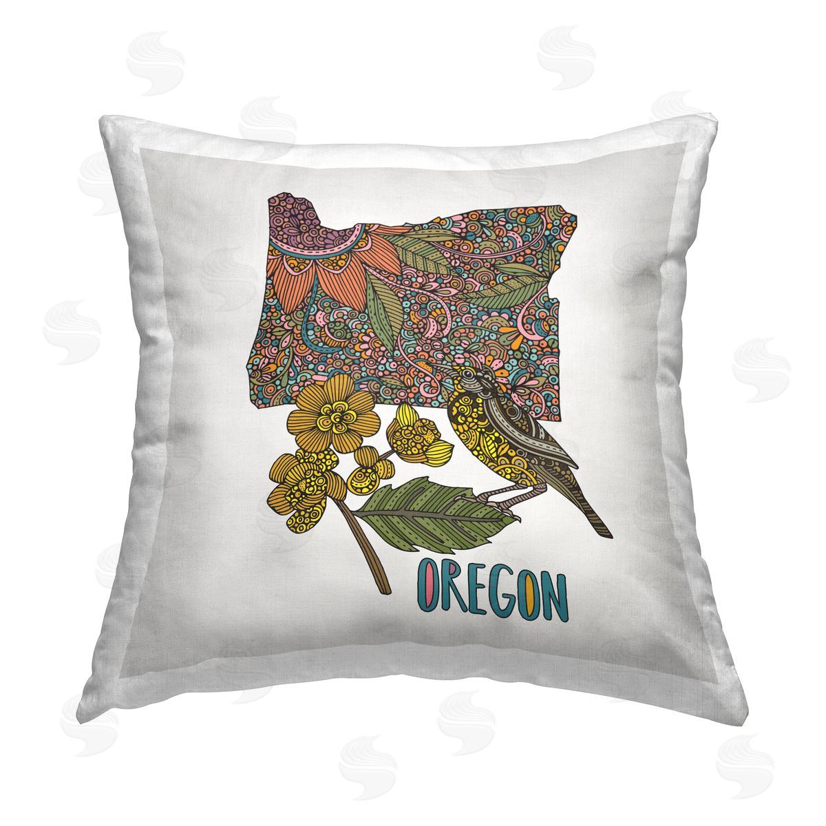 Oregon State Flower Patterned Bird Decorative Printed Pillow, Home Decor by Valentina Harper